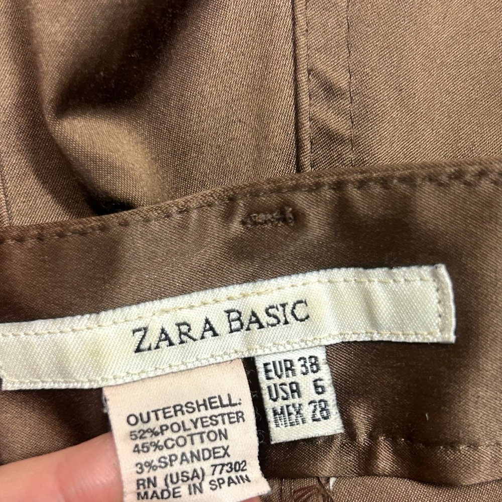 Zara Basic Brown Satin Effect Straight Leg Pants … - image 5